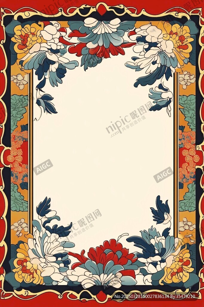 中式花卉边框传统图案