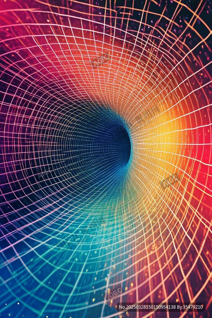 炫彩线条构成的科幻漩涡