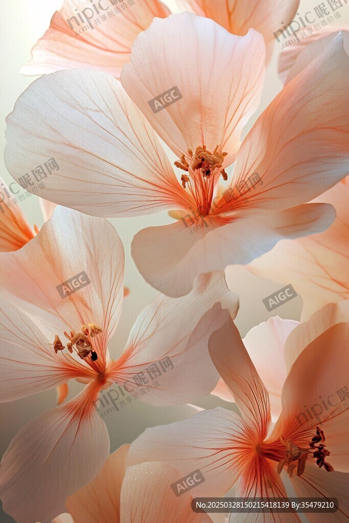 柔美粉白花朵特写