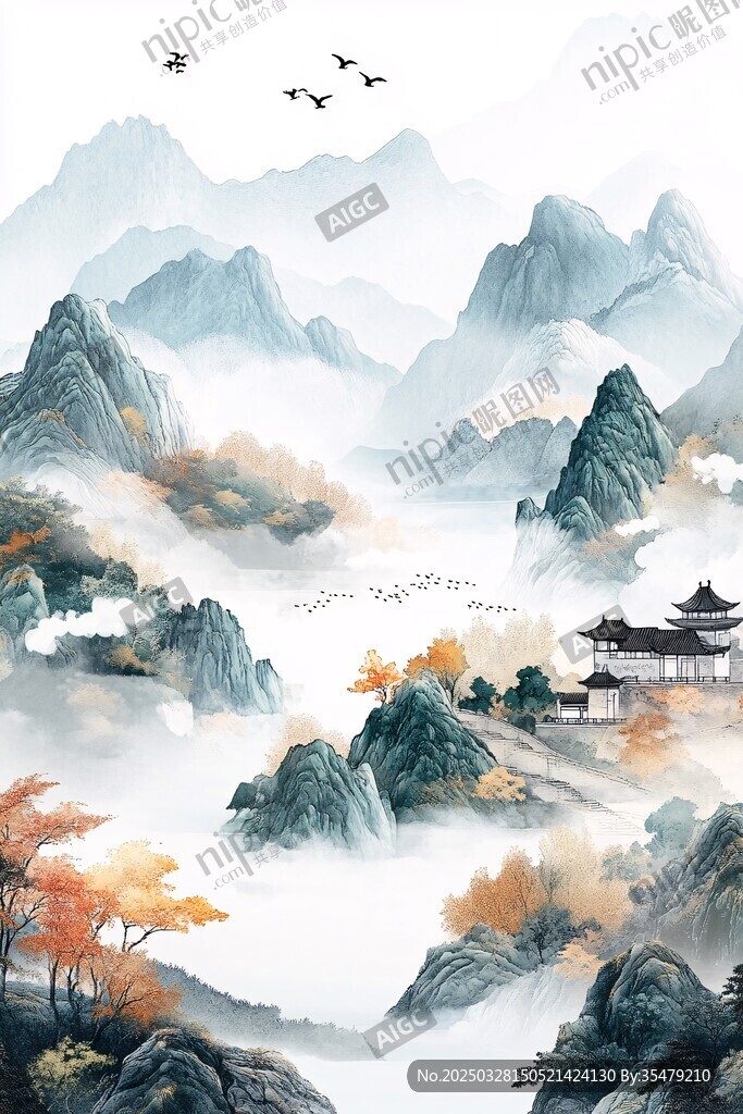 水墨山水间的古韵景致
