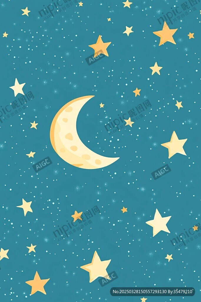 梦幻星月夜空插画背景