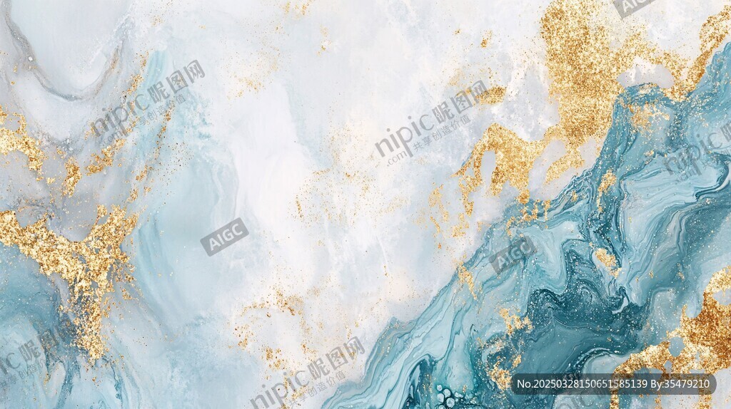 蓝金大理石纹理艺术背景