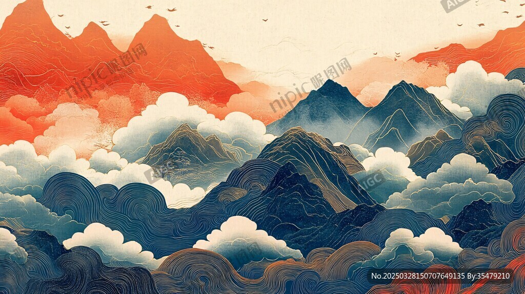 云海中的壮丽山峦