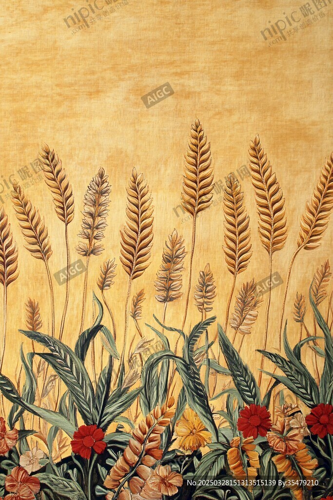 麦穗花卉装饰图案纹理