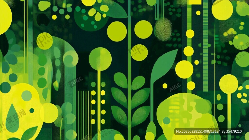 清新绿植抽象艺术背景图