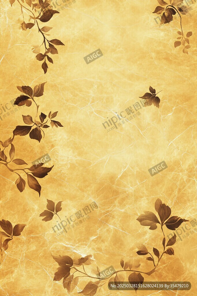 复古风金色藤蔓花纹背景图