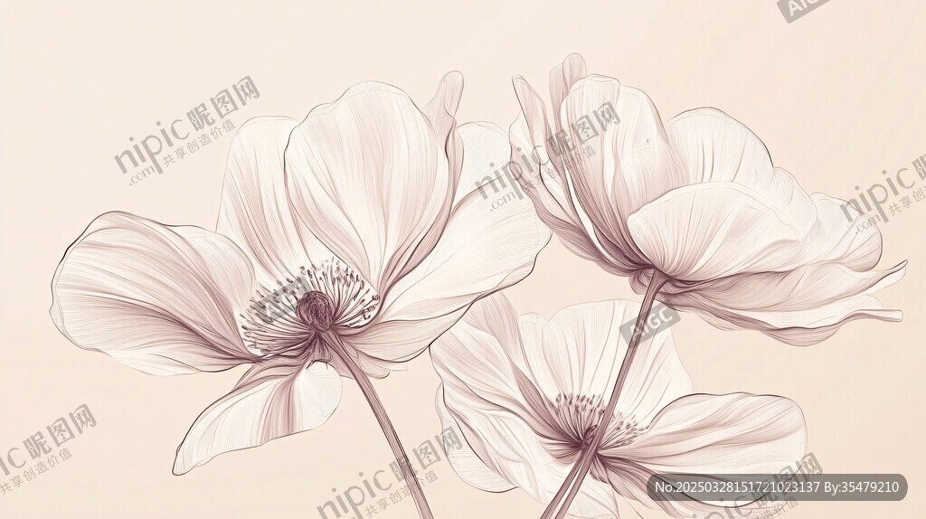 手绘淡雅花朵插画