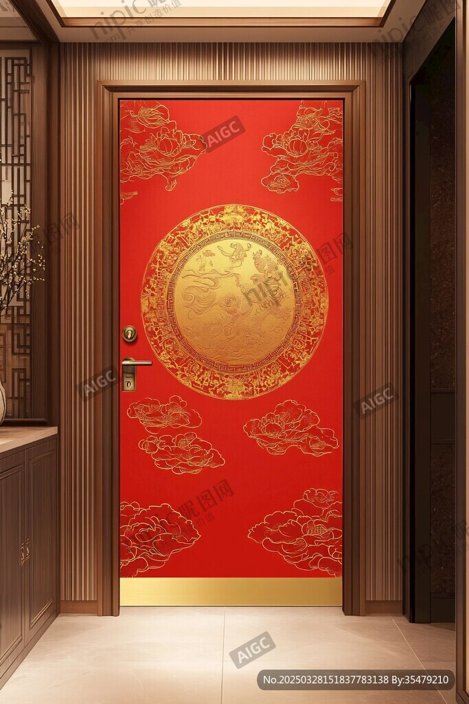 中式红金装饰入户门
