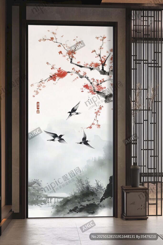中式花鸟屏风 雅致意境
