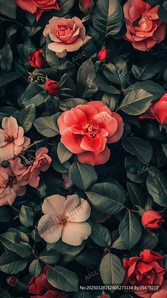 繁花簇拥的浪漫花卉景象