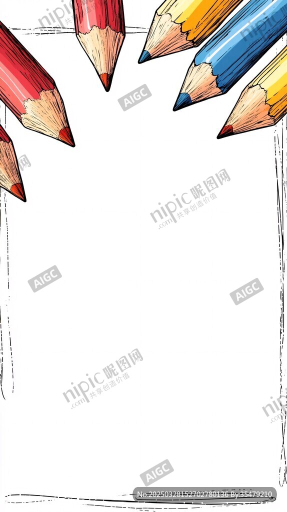 彩色铅笔勾勒的空白画布