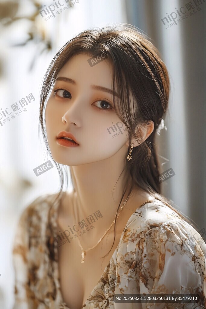 优雅碎花装女子迷人瞬间