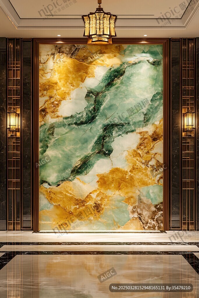 奢华玉石玄关背景墙装饰