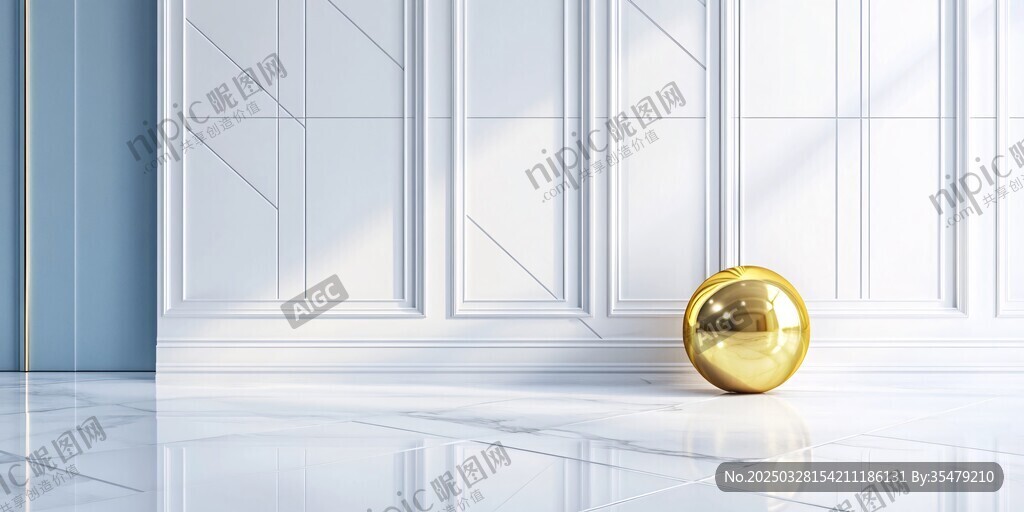 奢华空间中的金色圆球