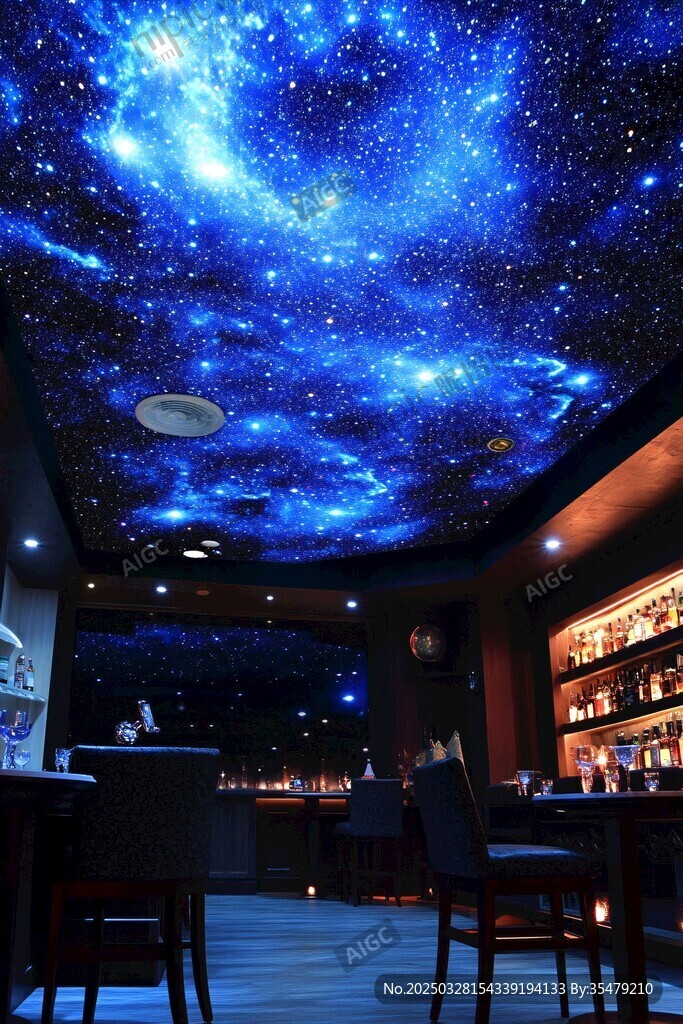 梦幻星空主题酒吧空间