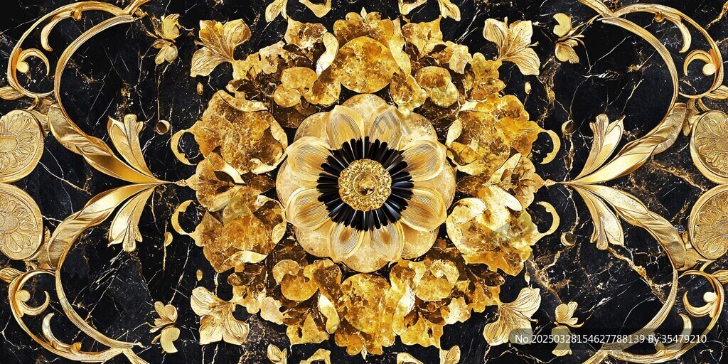黑金奢华花卉装饰图案
