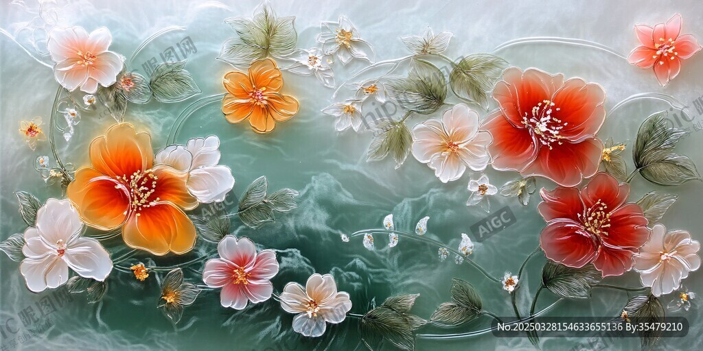 玉雕花卉图