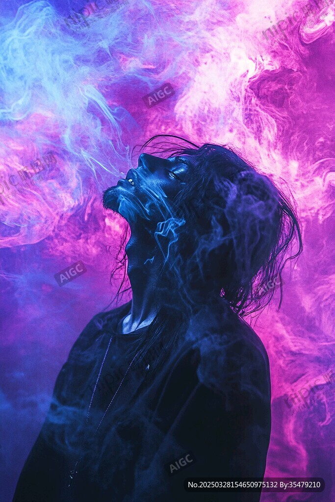 梦幻光影下的神秘人物剪影