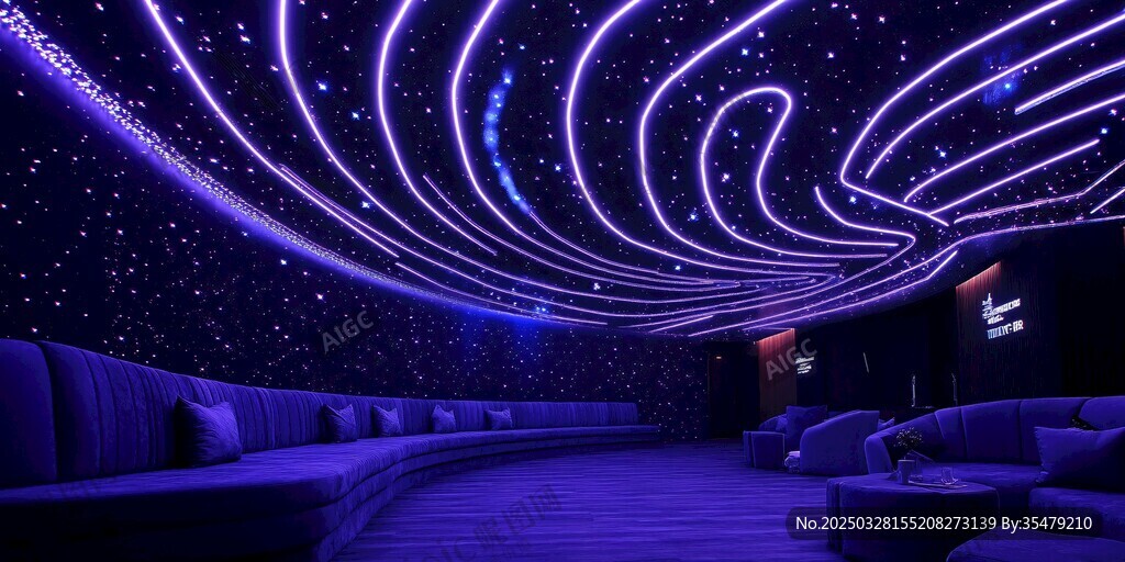 梦幻星空主题的酷炫室内空间