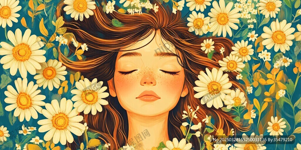 花海中的沉睡少女