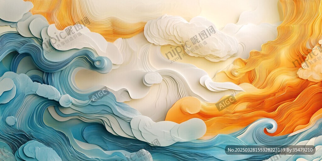 梦幻云海浪潮艺术画面