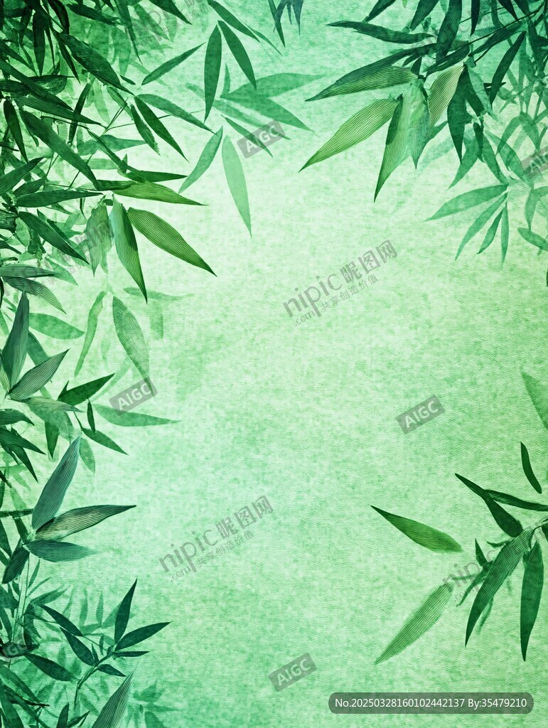 翠绿竹叶背景图