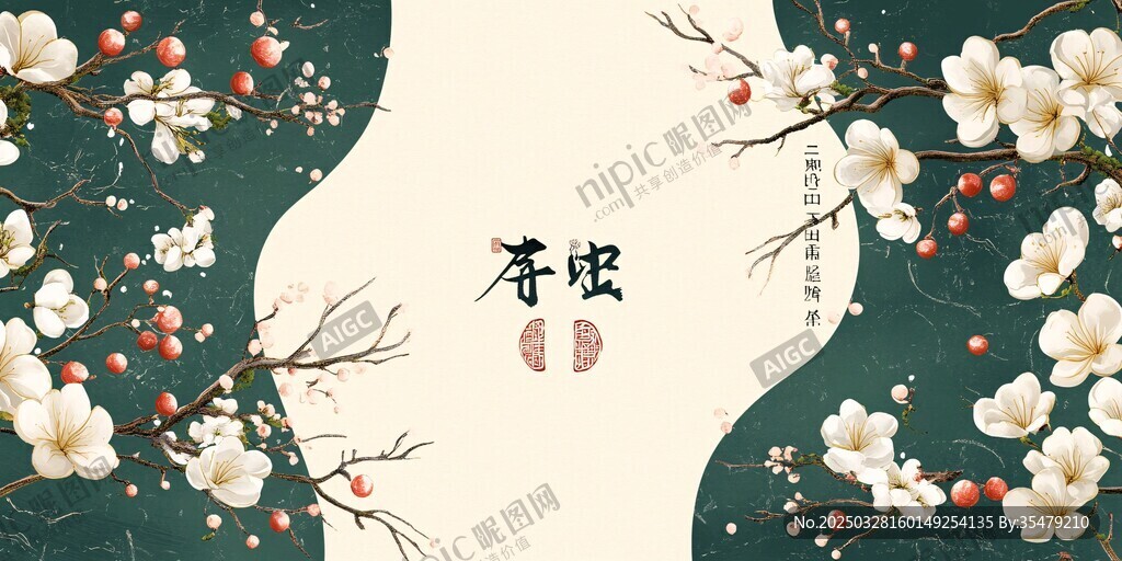 春日繁花中式意境插画