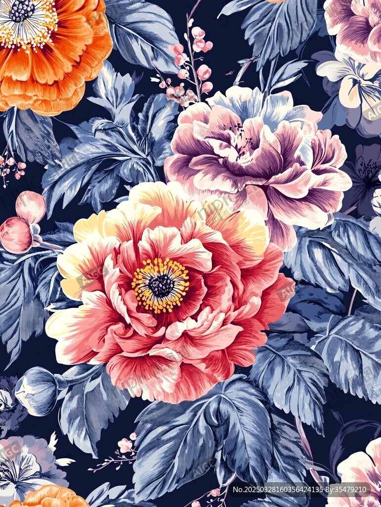 复古花卉图案精美背景图