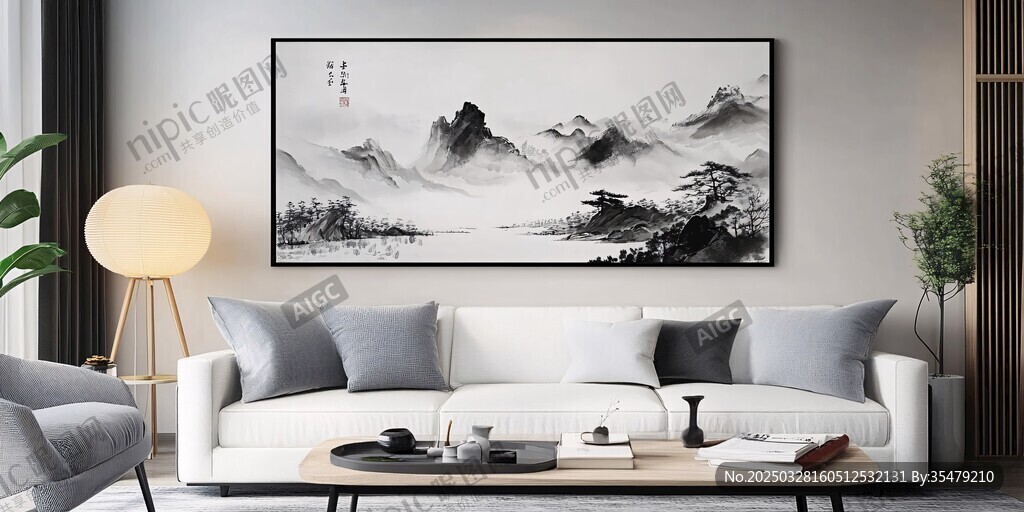 中式客厅的山水装饰画
