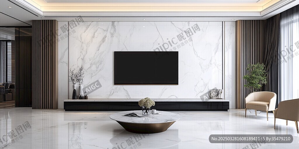 现代简约风客厅电视背景墙