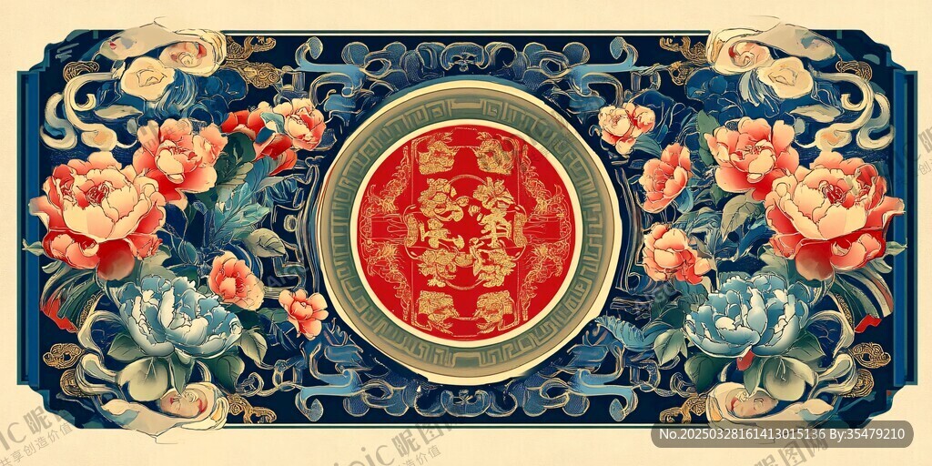 中式古典吉祥花卉纹饰图案