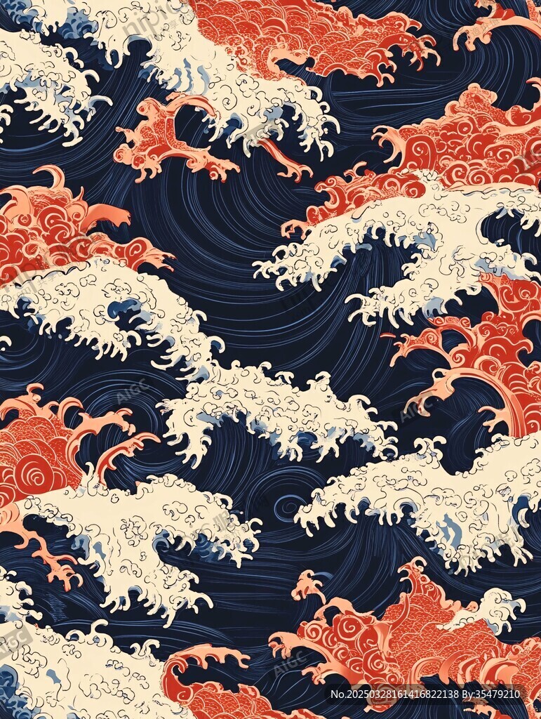 日式海浪传统花纹图案