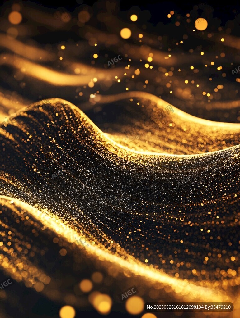 金色粒子涌动梦幻背景