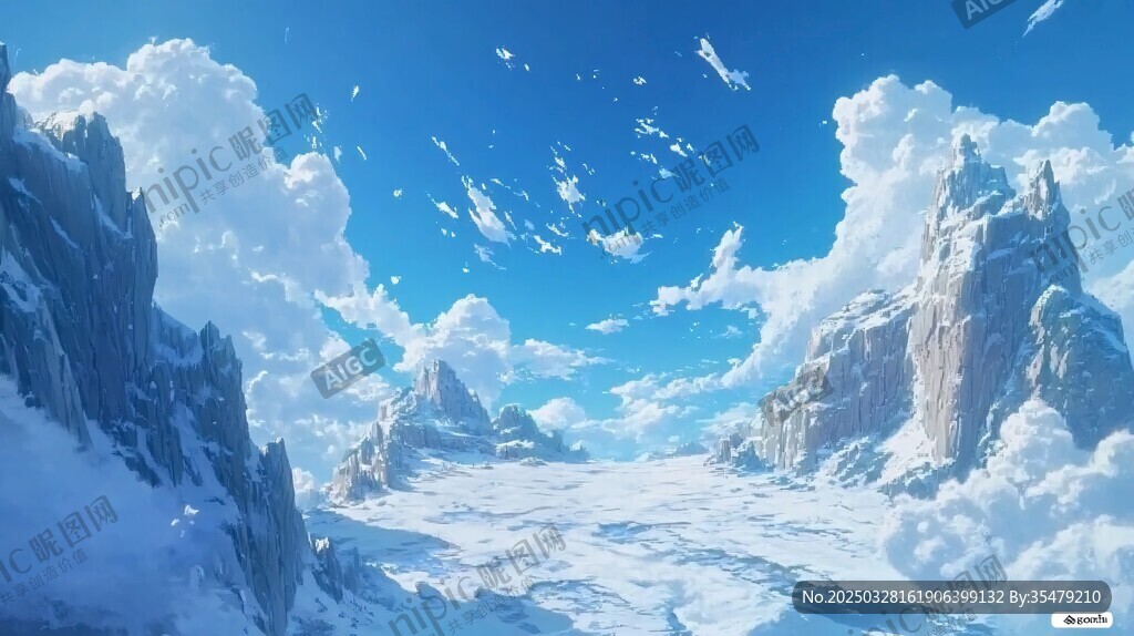 梦幻冰雪山川的壮丽景致
