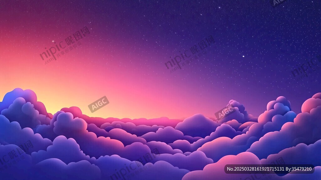 梦幻云海间的绚烂星空