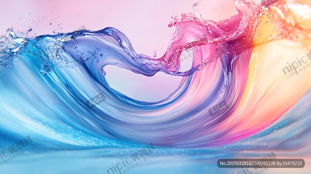 梦幻色彩流体艺术波浪图