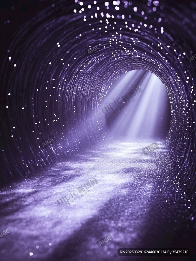 梦幻紫色隧道的光影奇观