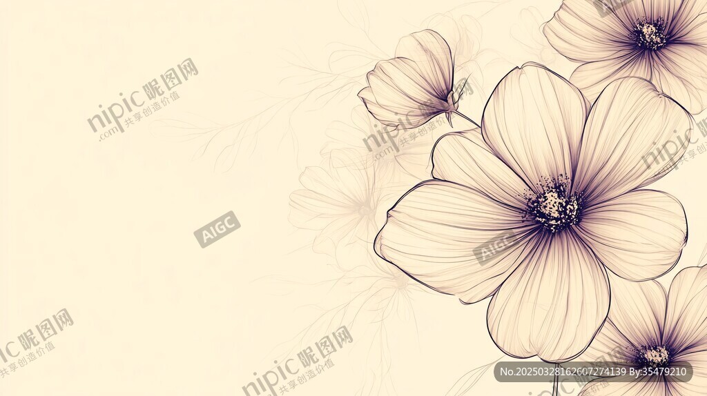 手绘淡雅花卉背景图