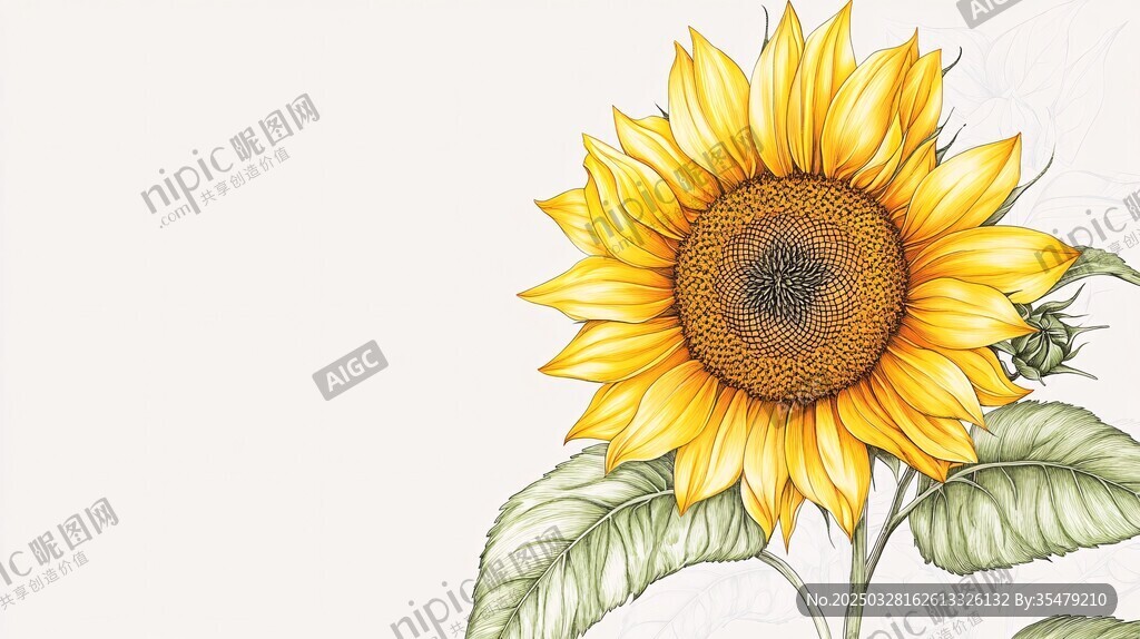 手绘向日葵花朵插画