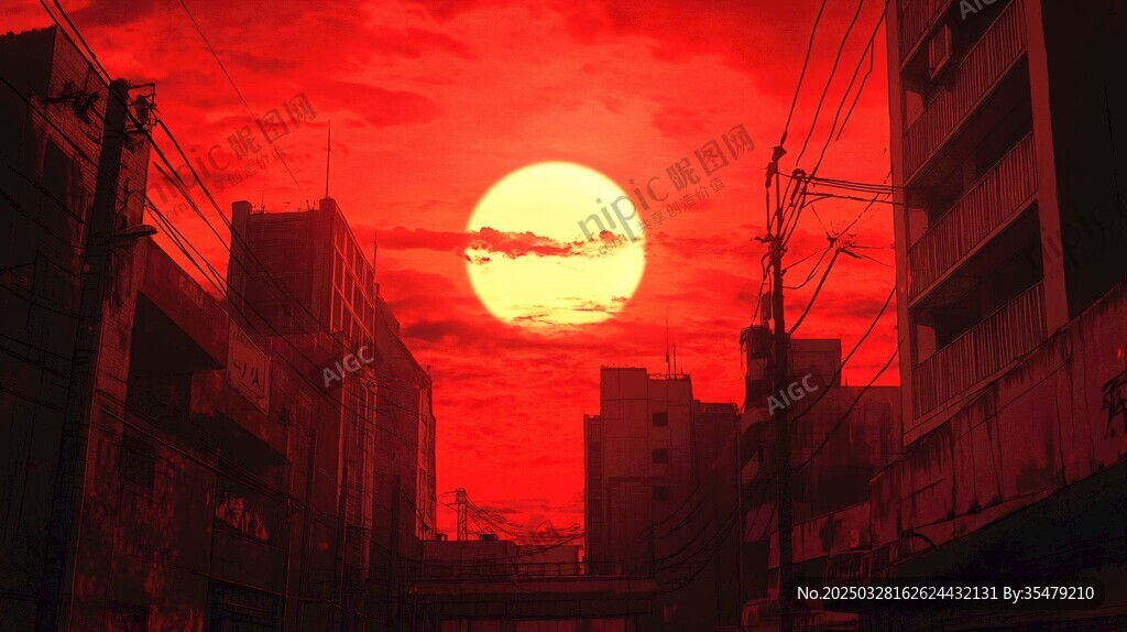 夕阳下的城市街景
