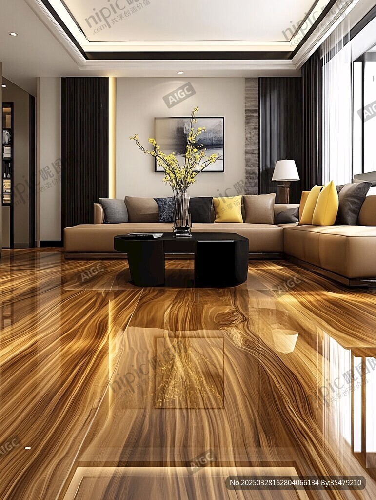 现代简约风客厅木地板展示