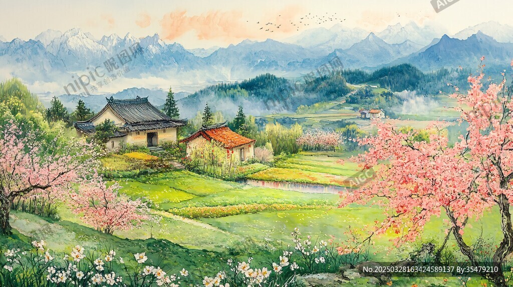 春日乡村美景图
