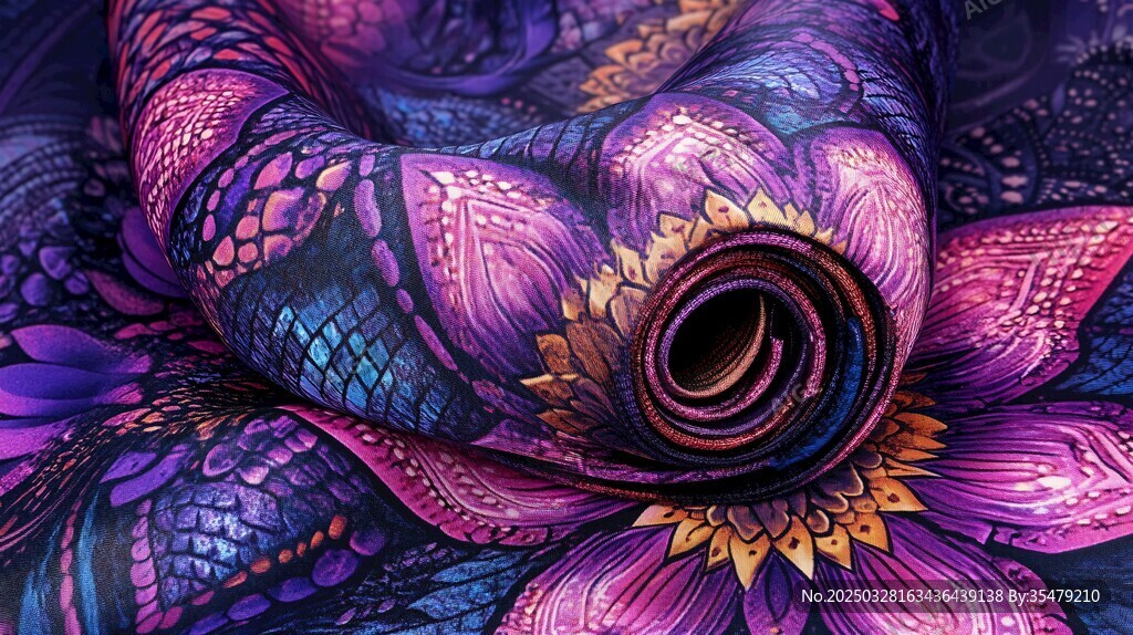梦幻绚丽花纹布料卷