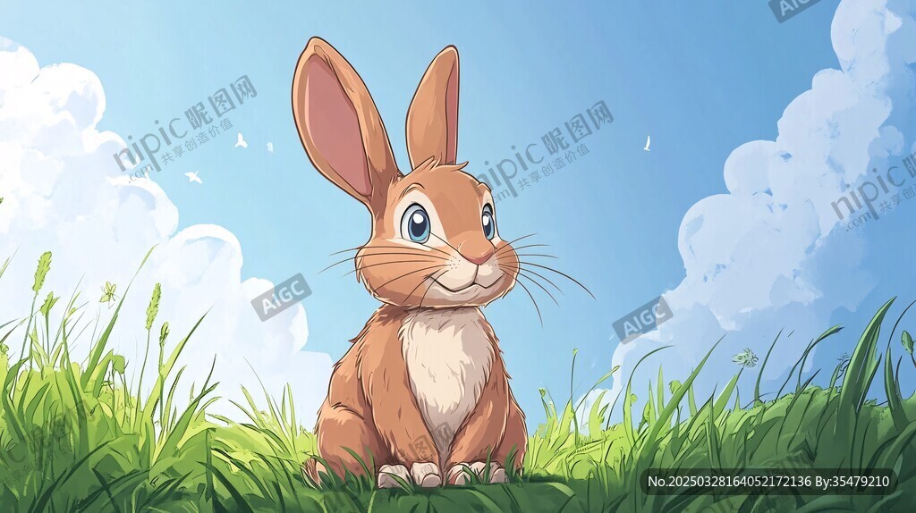 草地上的可爱兔子