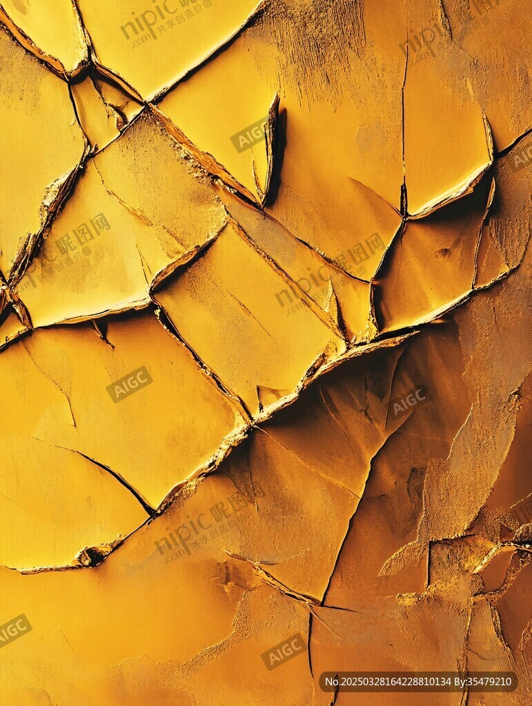 金黄干裂纹理特写画面