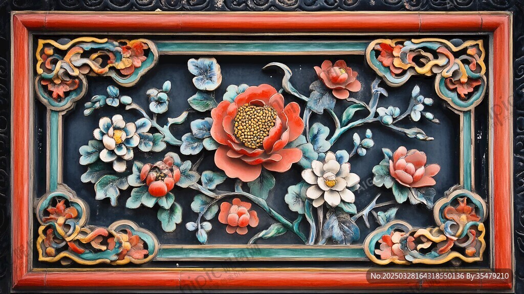 中式雕花 花卉装饰艺术