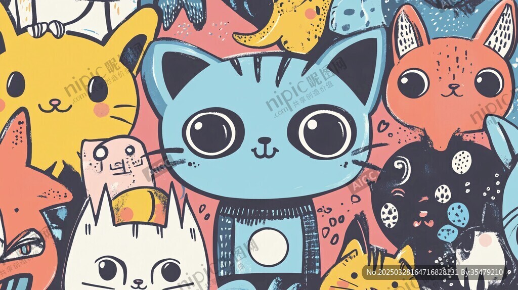 可爱猫咪大集合插画