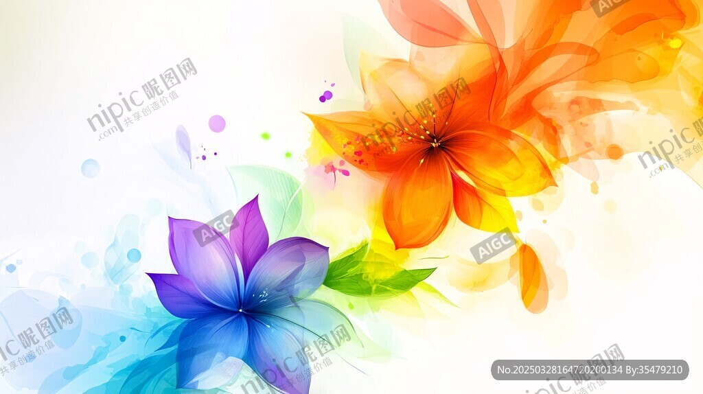 绚丽多彩梦幻花朵背景图
