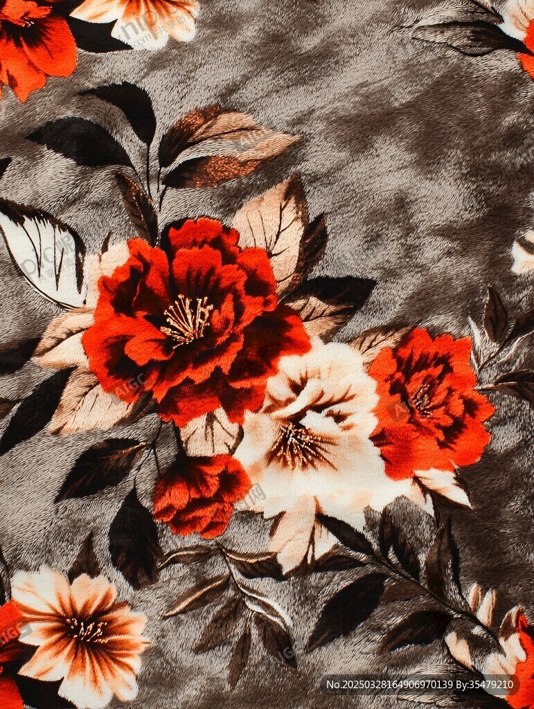 花卉图案布料特写