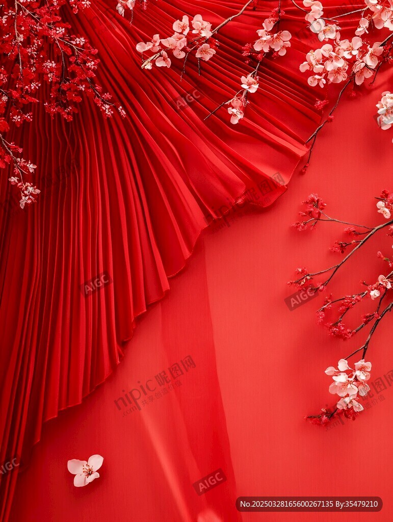 红绸繁花 中式浪漫意象